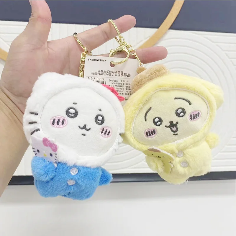 

Chiikawa Plush Cross-dressing Doll Keychain Kawaii Cartoon Hachiware Usagi Backpack Pendant Mobile Phone Keychain Doll Girl Gift