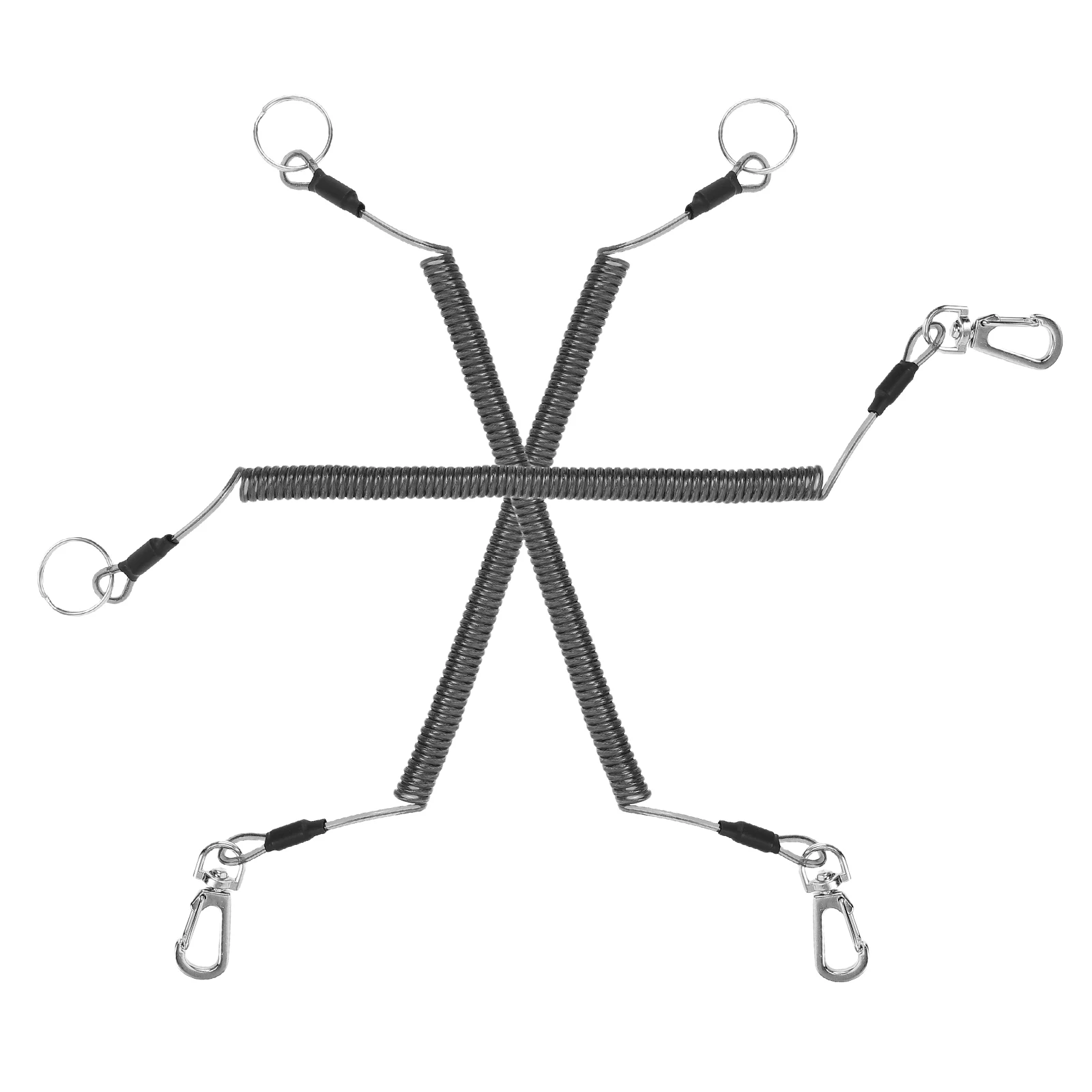 

3 Pcs Spring Elastic Rope Retractable Keychain Lanyard Metal Button Fishing Clips Accessory