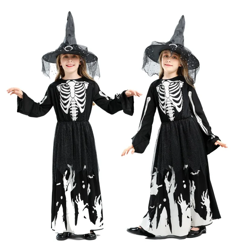جديد ليلة ضوء الموت ريبر المنجل الأطفال الساحرة الديكور الأسود أنثى تأثيري الساحرة هالوين زي