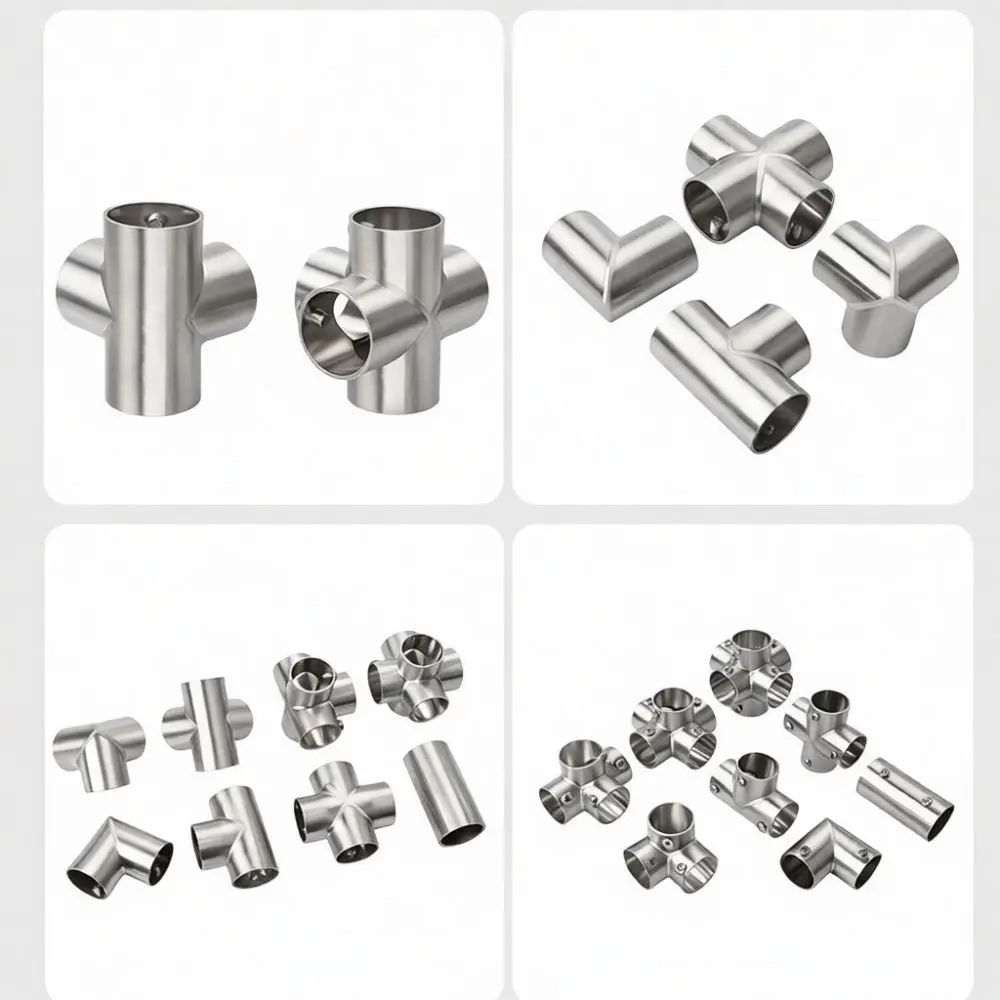 Stainless Steel Pipe Joint Fitting Right Angle Tube Connector Fastener For Industrial Construction And Modular Rack