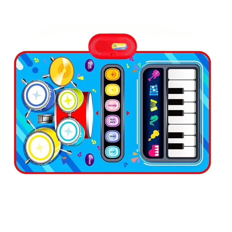 Couverture de musique à tambour 2 en 1, tactile et cuir Ssge, imperméable, éducative précoce, tapis de Piano, jouet pour bébé