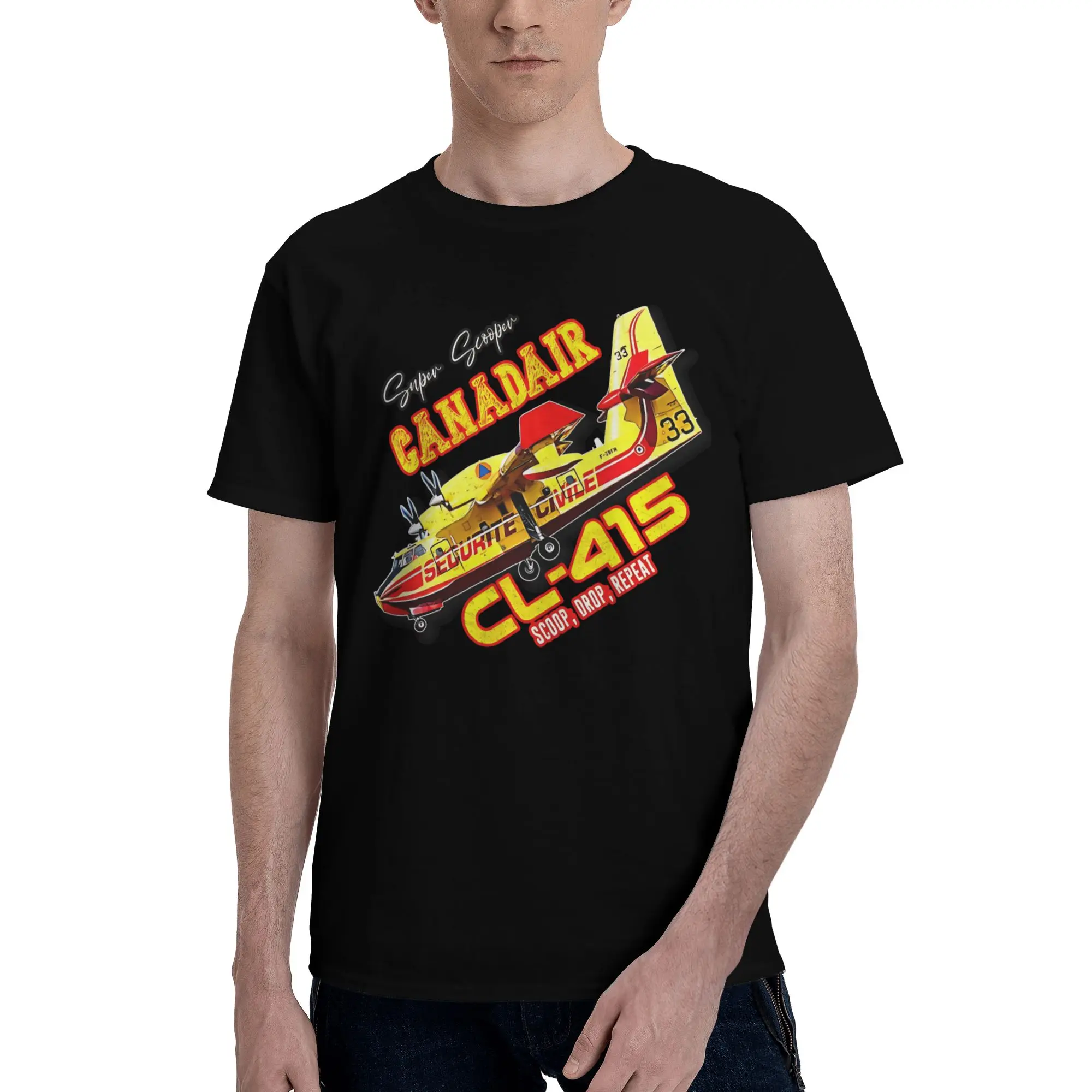 Mens Womens Canadair cl-415 Super Scooper firebomber Aircraft  Shirt Cotton Printed T-Shirt  Clothing Outfits