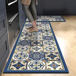 VIKAMA 2PC Retro American Kitchen Soft Diatomized Mud Floor Mat Long Strip Combination Wash Waterproof And Oil Proof Foot Mat