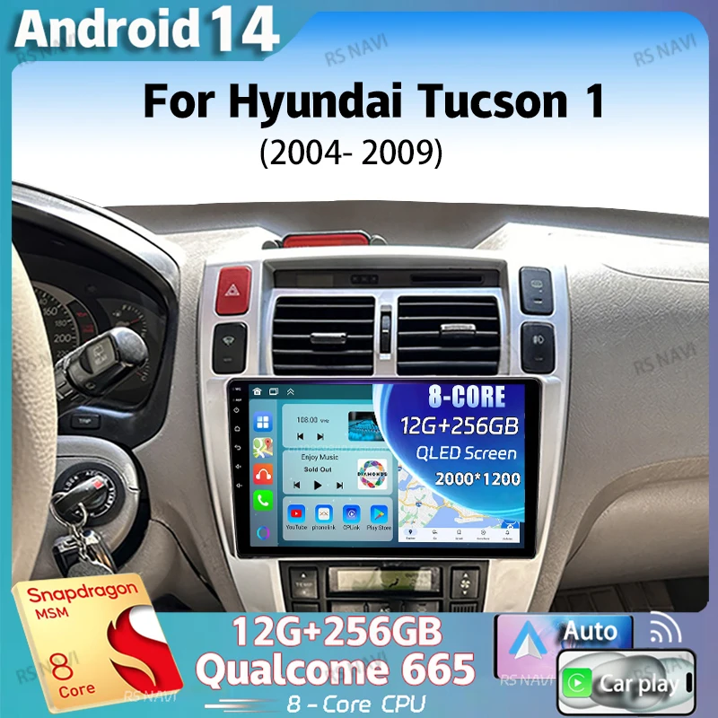 

Android 14 для Hyundai Tucson 1 2004 - 2009 LHD 2K QLED Android автомобильное радио мультимедийный видеоплеер GPS стерео CarPlay