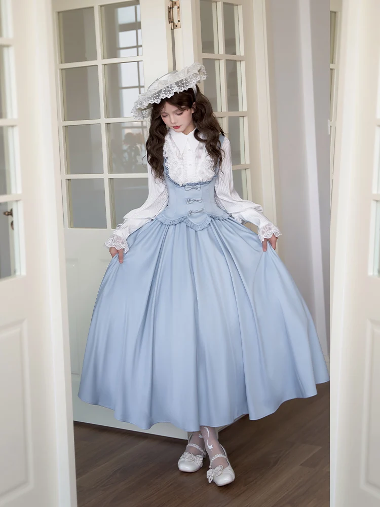 الأصلي المحكمة نمط لوليتا ريترو أنيقة تنورة طويلة Sk الصيف المرأة الجديدة عالية الخصر ضئيلة أنيقة الأميرة الشاي حزب تنورة أعلى #3