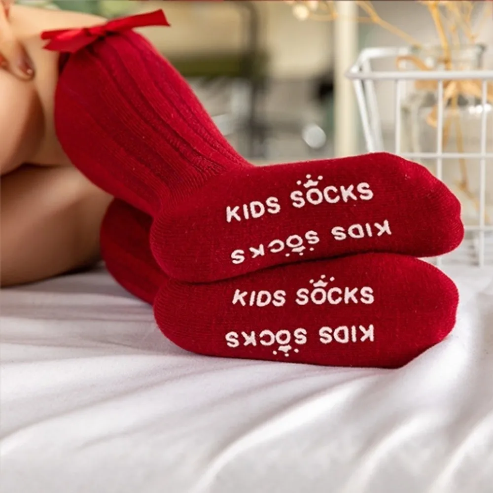 

6 Pairs Fashion Long Baby Knee Socks Soft Breathable Kids Socks Anti-slip Elastic Big Bow Hosiery Girls Wear