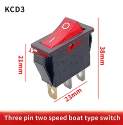 10PCS  KCD3 AC 15A 250V /20A 125V 3 Pin SPDT KCD3  Boat Rocker Switch