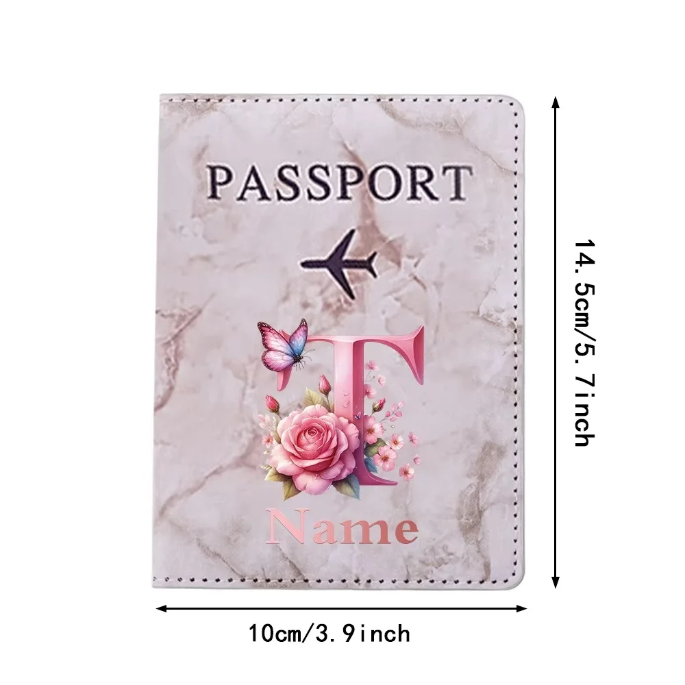 Personalized Customized Floral Letter Custom Name Passport Holder, Practical Travel Business Wedding Gift Cover