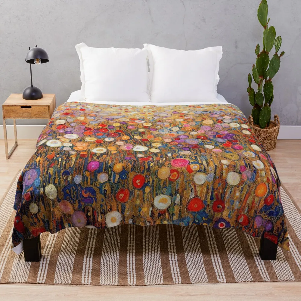 

Gustav Klimt Flower Garden Throw Blanket Soft Breathable Blanket for Night Sleeping
