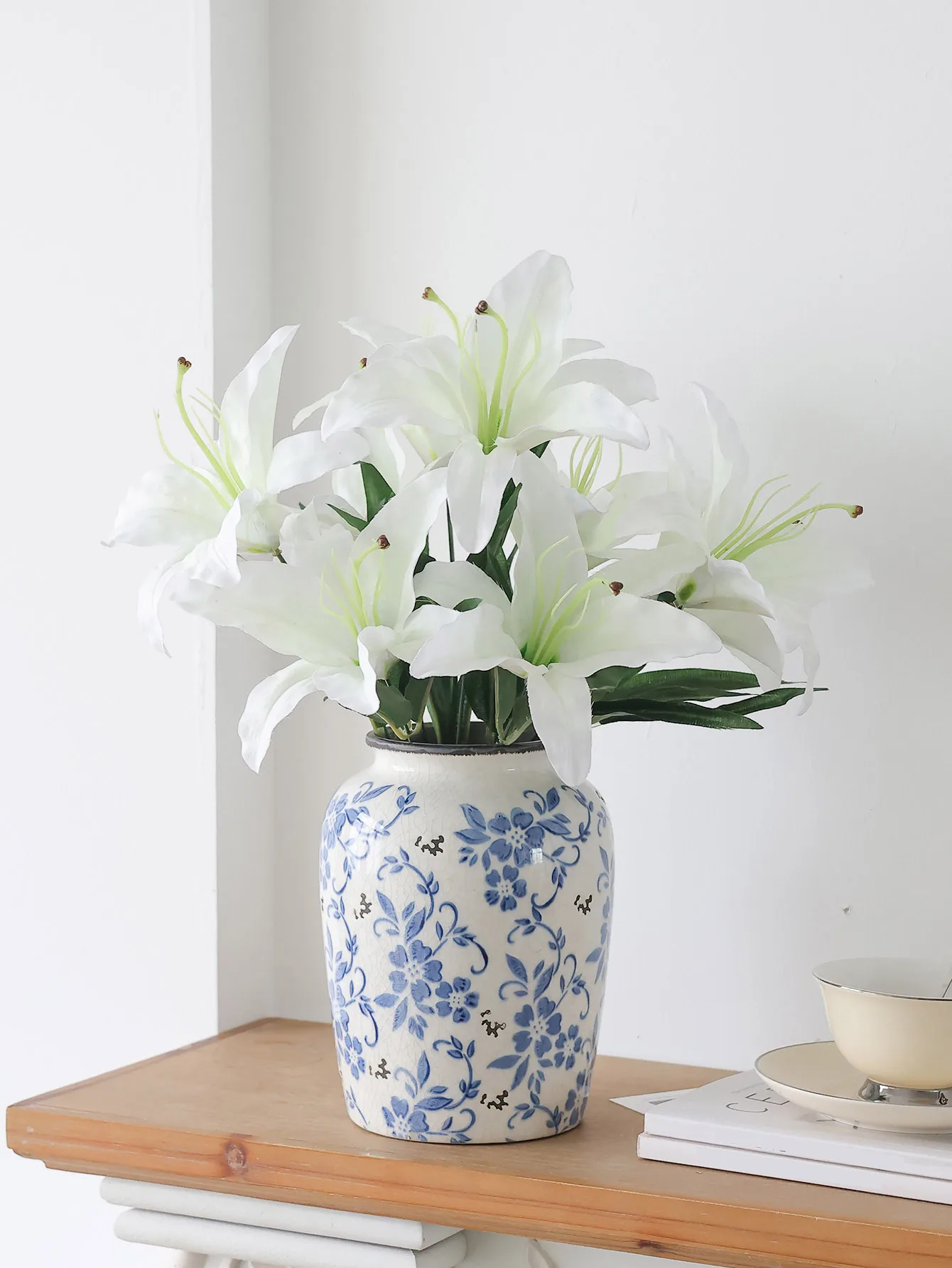 Neue 9 Köpfe große Lilie künstliche Blume Simulation Blume Hochzeit dekorative Dekoration Geschenk Lilie Zweig gefälschten Blumenstrauß – Detail 7