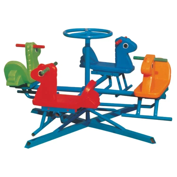 Children Plastic Metal Animal Merry Go Round Playground Equipment Outdoor Amusement Park Kids Carousel