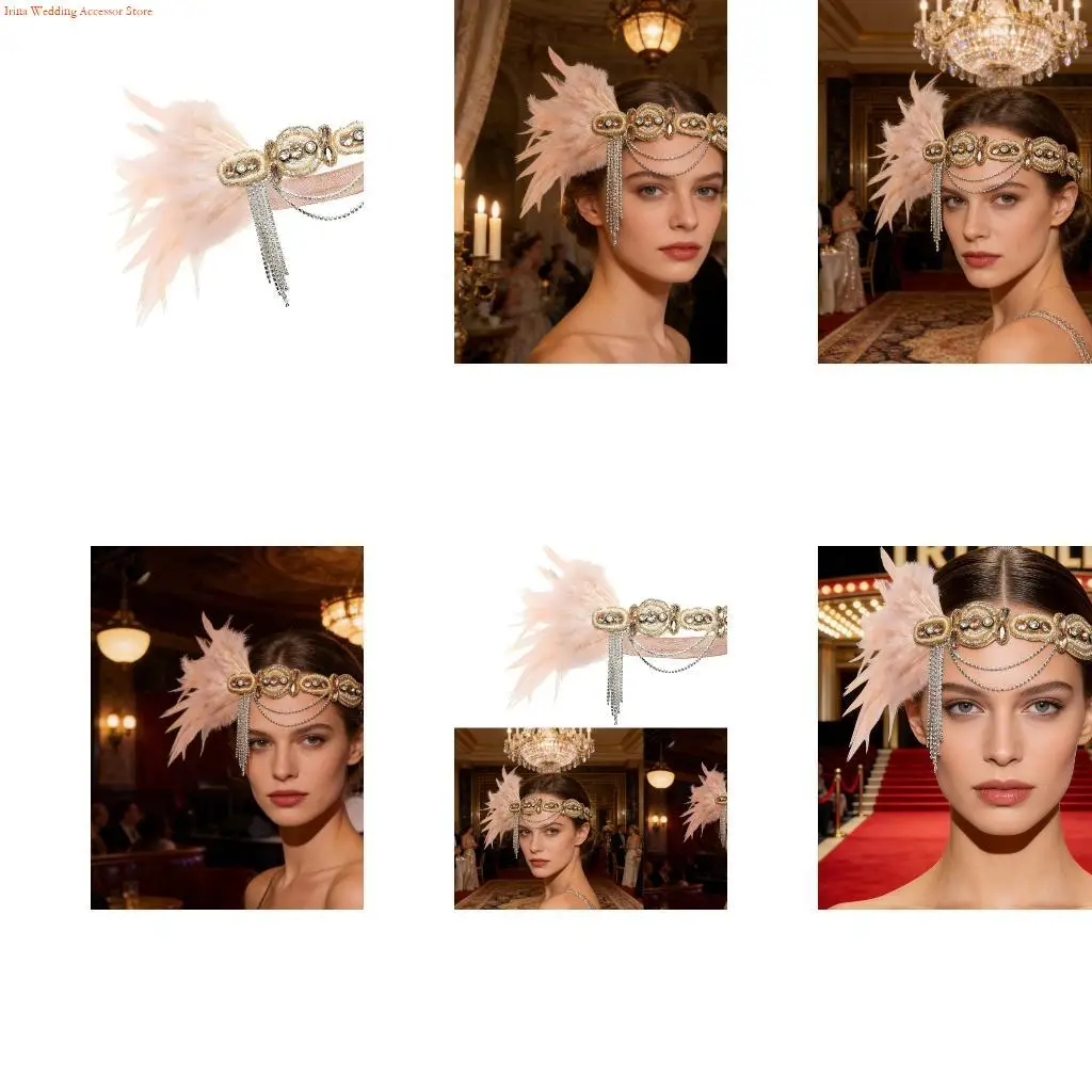 

G92D Shimmering Feathered Crystal Headpiece for Bride Wedding Hair Ornament For Ceremonies And Party Gathering Photoshoots