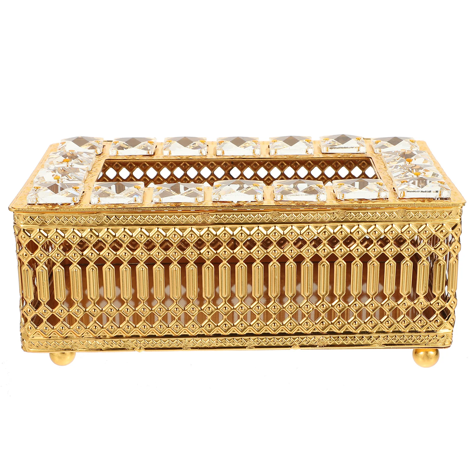 

Rectangular Tissue Box Cover Gold Decorative Paper Towel Holder Vintage Style Desktop Napkin Box Storage Household Facial