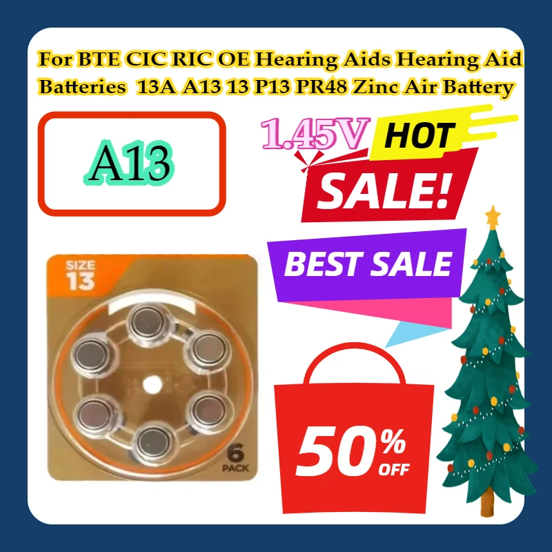 

For BTE CIC RIC OE Hearing Aids Hearing Aid Batteries 1.45V 13A A13 13 P13 PR48 Zinc Air Battery