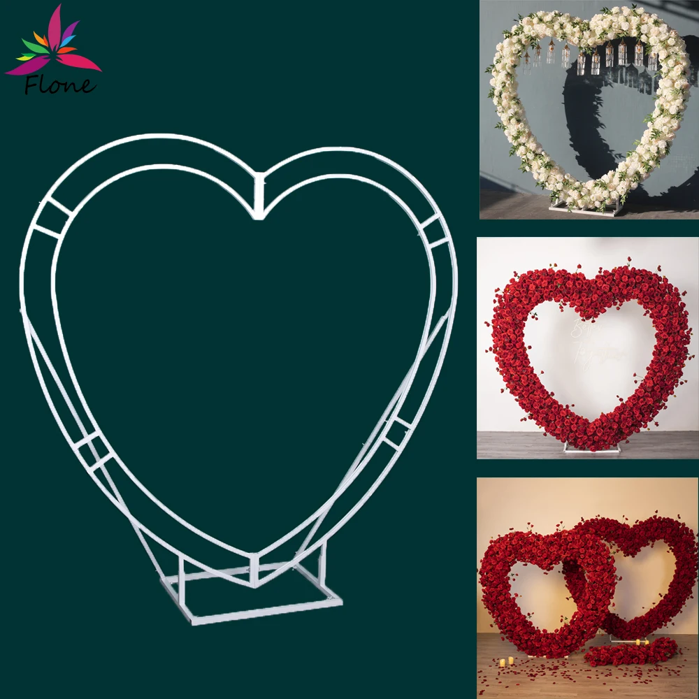 6.5/8.2ft Upgraded Heart-shaped Wrought Iron Arch Stand Wedding Flower Frame Essential Props Proposing Marriage Party Decoration