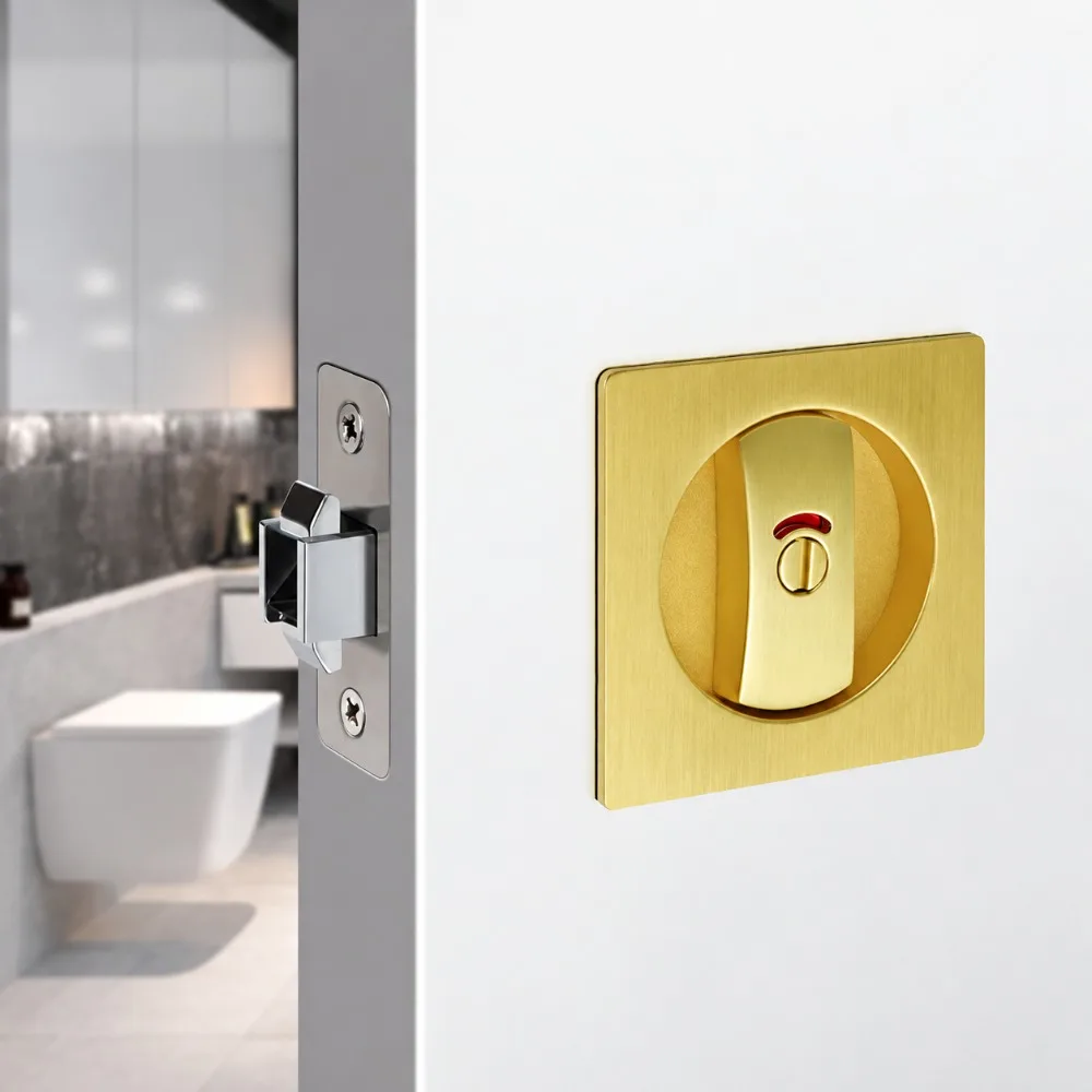 Premium Zinc Alloy Pocket Door Lock Versatile Self-Locking Sliding Privacy Lock Secure Keyless Lock Closet Door