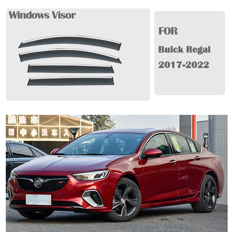 FOR Buick Regal 2017-2022 Window Visors Rain Guard Windows Rain Cover Deflector Awning Shield Vent Guard Shade Cover Trim