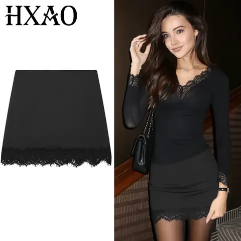 HXAO Satin Lace Skirt Shorts Women's Skirt Sexy Mini High-Waist Culottes Elegant Pencil Skirt Pant Ladies Fashion Party Culottes