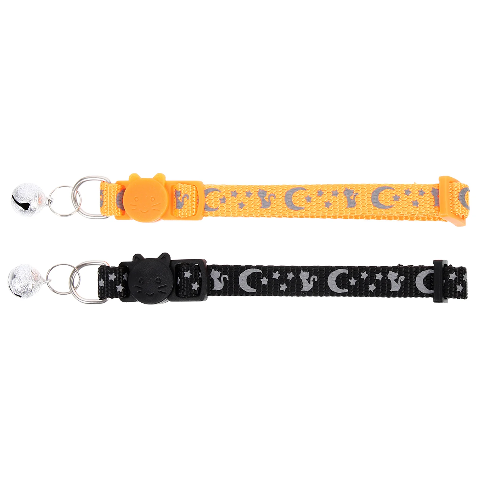 

2pcs Reflective Stars Moon Necklace Adjustable Pet Small Dog Cat Nylon Lightweight Breakaway Collar Prevent Lost Outdoors Cat
