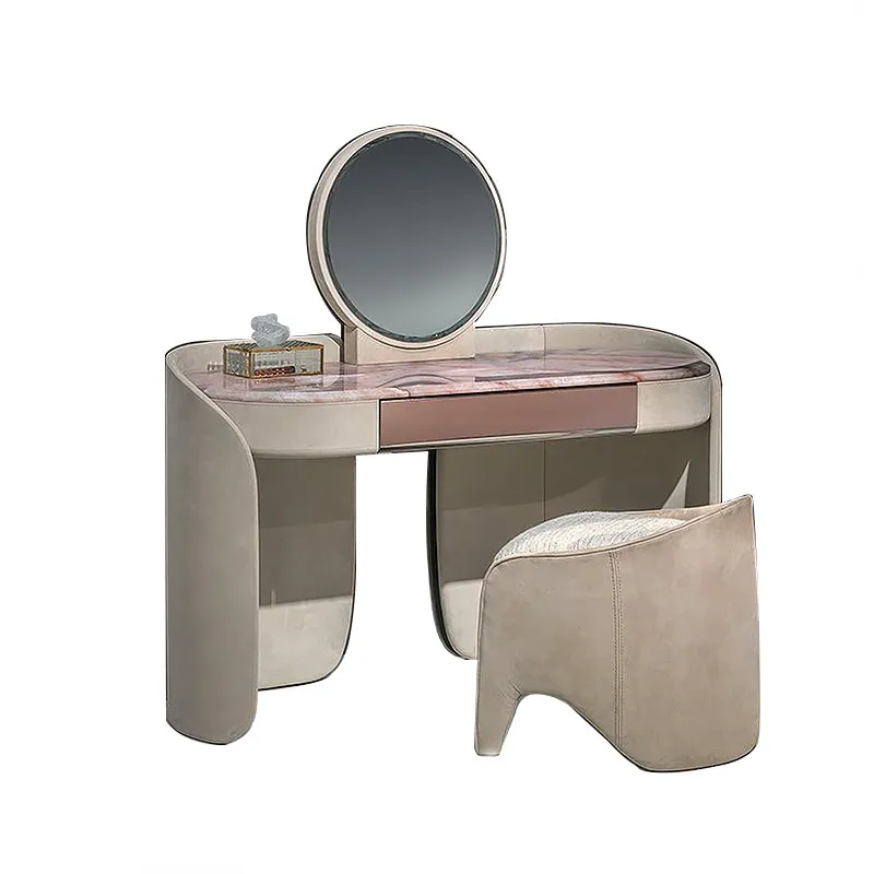Italian light luxury high-end sense, bedroom dresser, creative designer model, microfiber leather makeup table