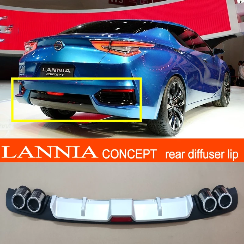 LANNIA CONCEPT ABS Plastic Silver / Black Car Rear Bumper Rear Diffuser Spoiler Lip for NISSAN LANNIA CONCEPT