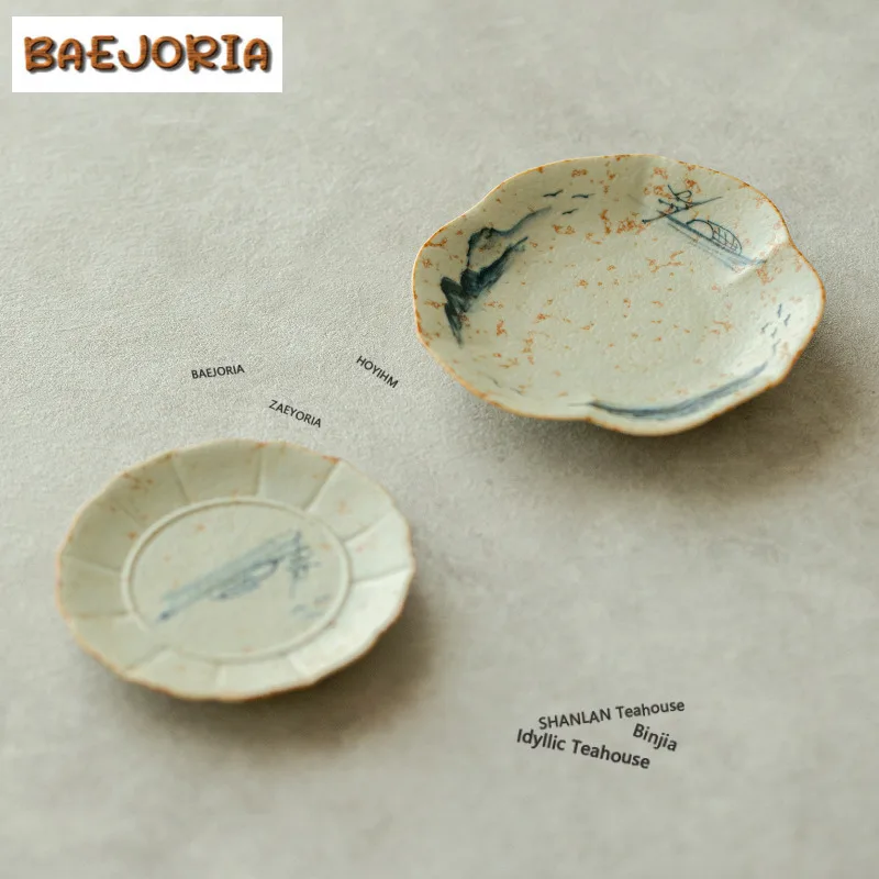 Blue And White Flint Red Coasters Hand-painted Landscape Hot Pad For Coffee Cups Saucer Anti-scald Placemats Teacup Base Crafts