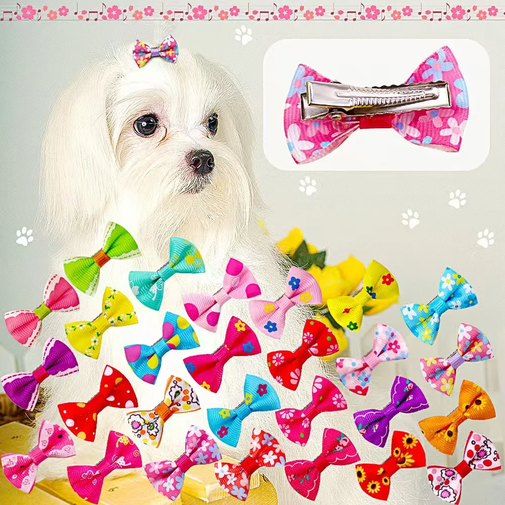 5/10/20Pcs Dot Pet Grooming Hair Clips Dog Cat Bows Hairpin Pet Girls Barrette for Small Dogs Supplies Pet Hair Grooming Acce