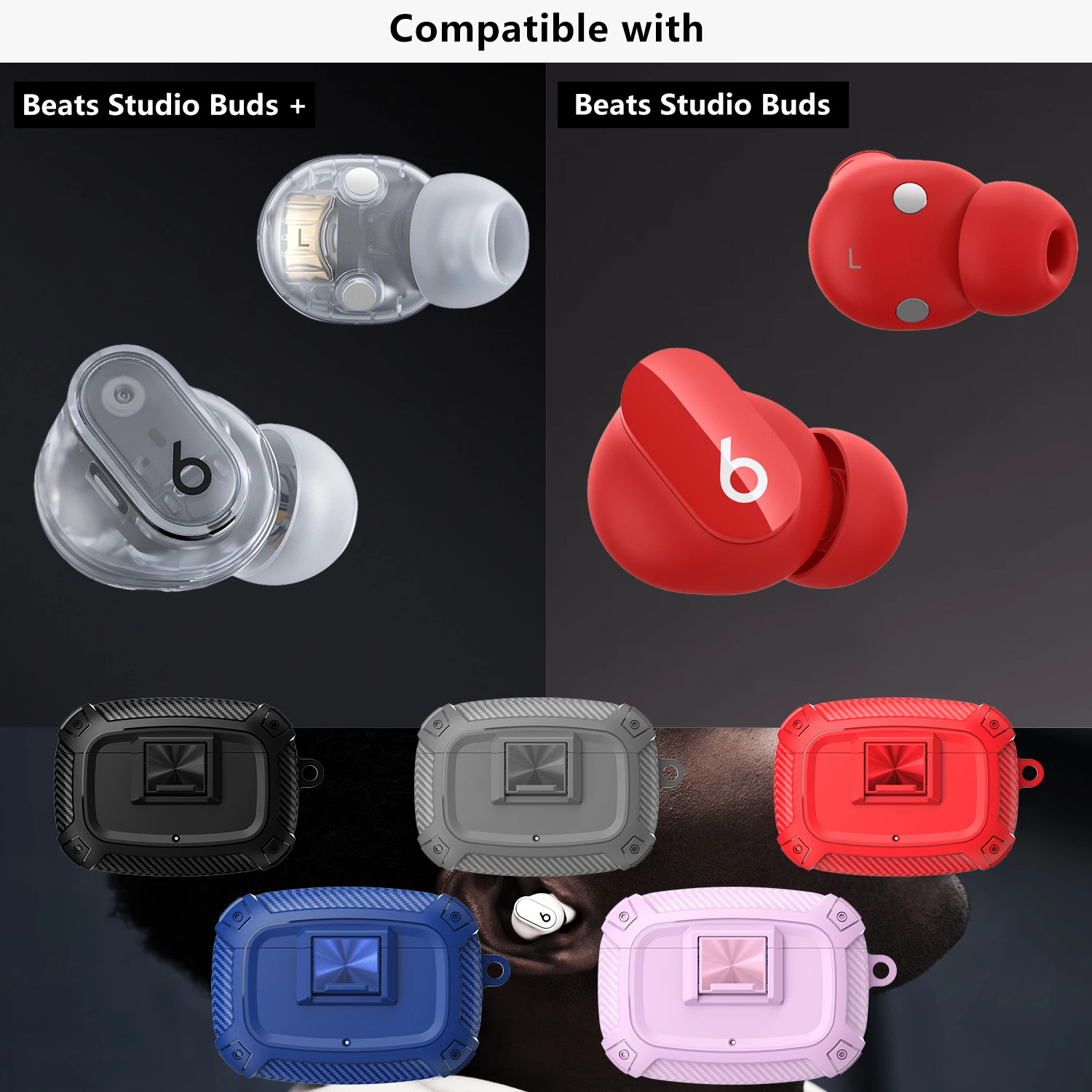 Para Beats Studio Buds + funda protectora, interruptor de botón Fashion Beats Studio Buds funda