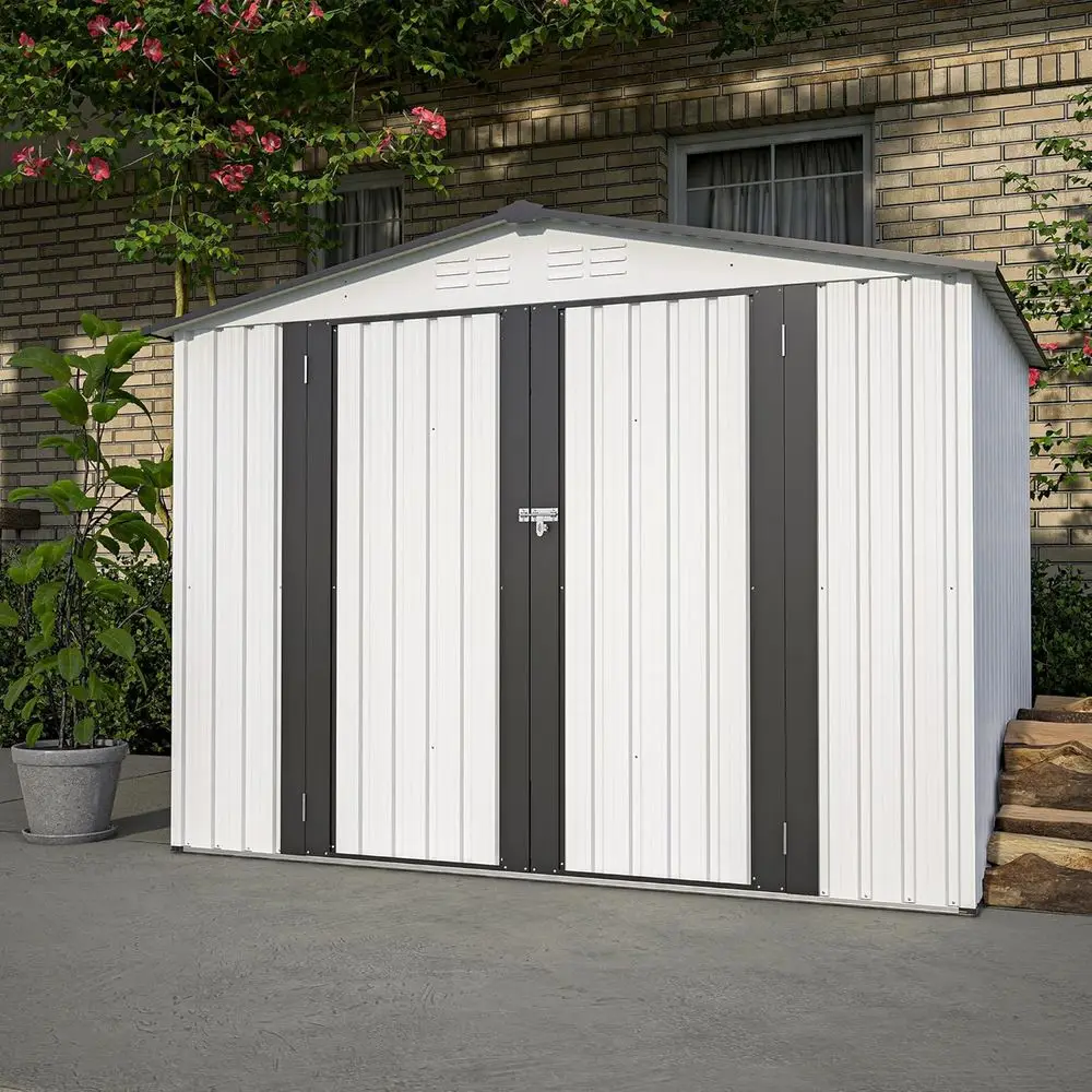 

8x6ft Outdoor Metal Shed - Secure Storage with Lockable Door, Weatherproof for Garden Tools and Yard Organization