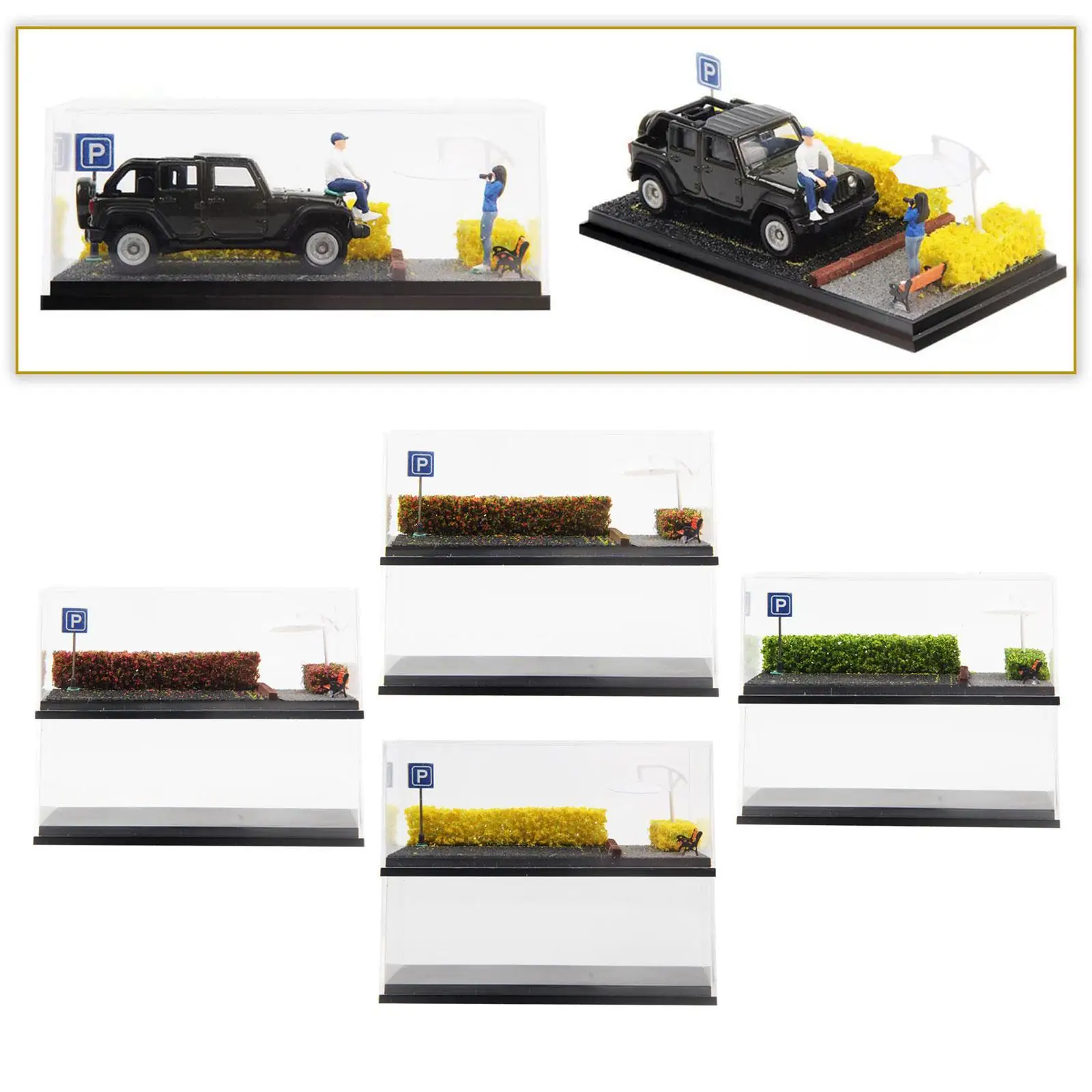 2x 1/64 Diecast Car Display Case Showcase, DIY Diecast Car Diorama Display Case for Action Figures, Car Model