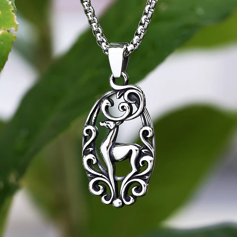 Good Polished New Biker 316L Stainless Steel Fashionable Deer Pendant Vintage Mythology Sheepshead Totem Animal Jewelry