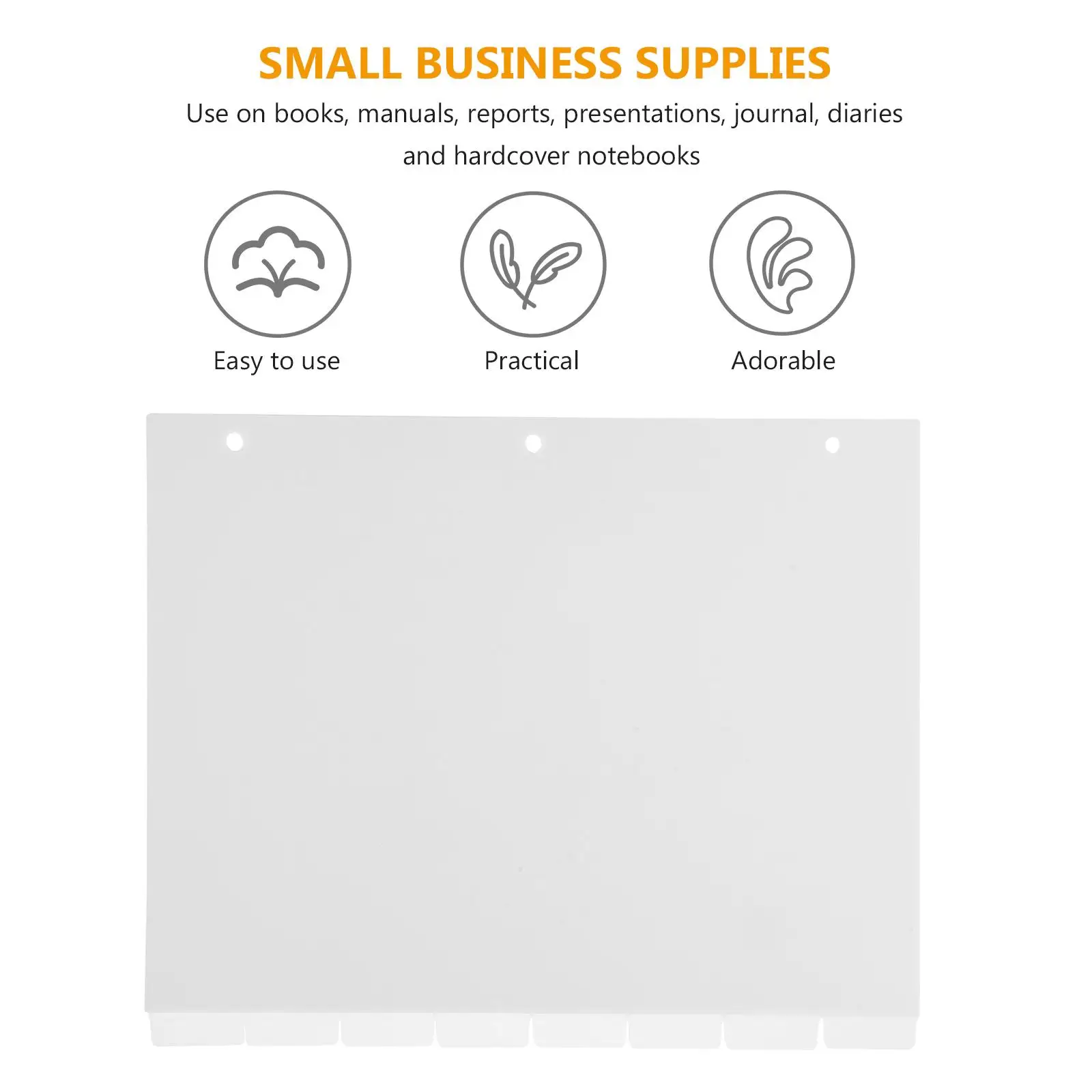 8 arkuszy Białe przekładki do kartek 3 otwory Przekładki indeksowe Przekładki do notatników Organizery plików Markery do stron z luźnymi kartkami Plastikowy segregator