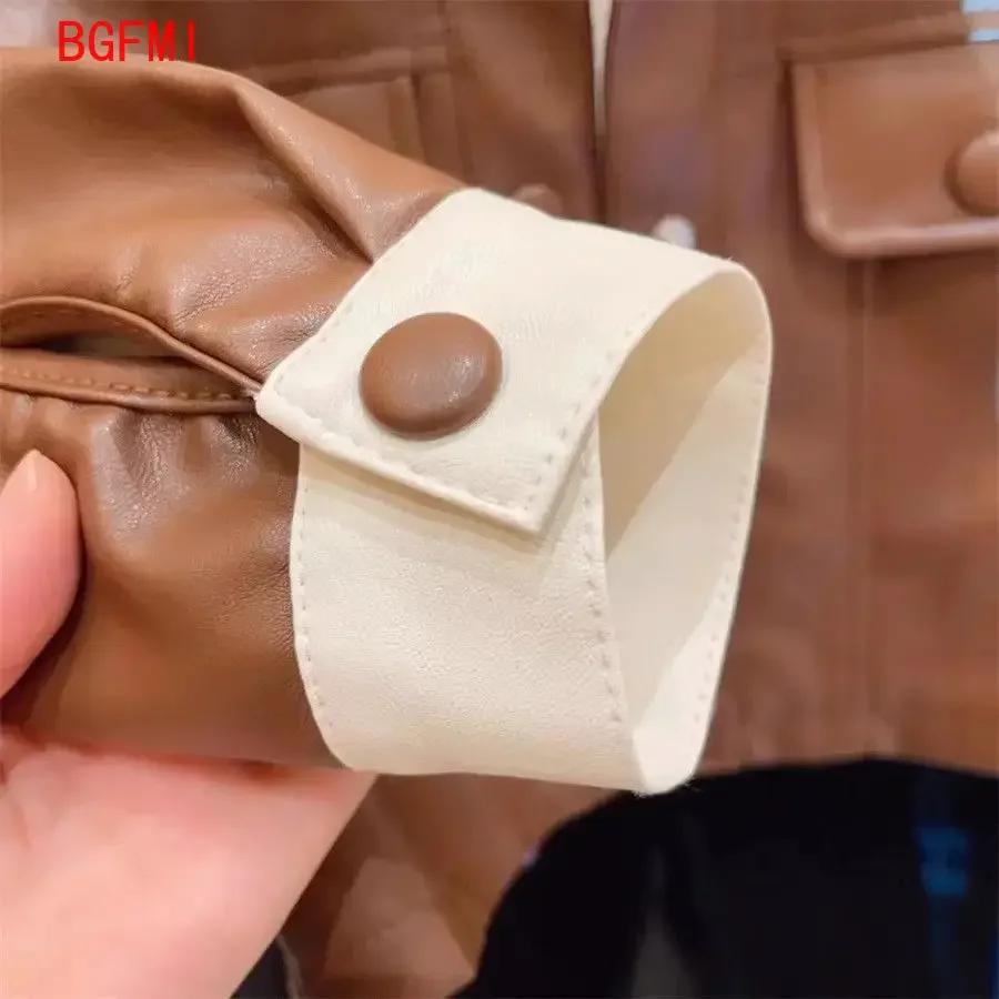 Baby Girls Leather Jackets Elegant Zipper Basic Jacket Spring Autumn 2025 Classics Handsome Baby Pu Outerwear Kids Clothing