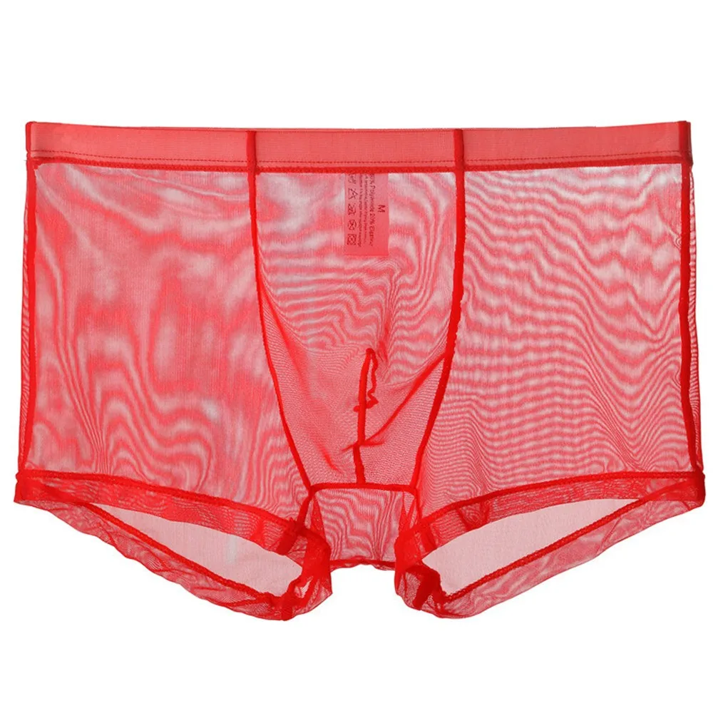 

Men Mesh Sexy Boxer Briefs Ultra Thin Transparent U-Convex Pouch Trunks Underpants Comfortable Quick-Drying Underwear Shorts
