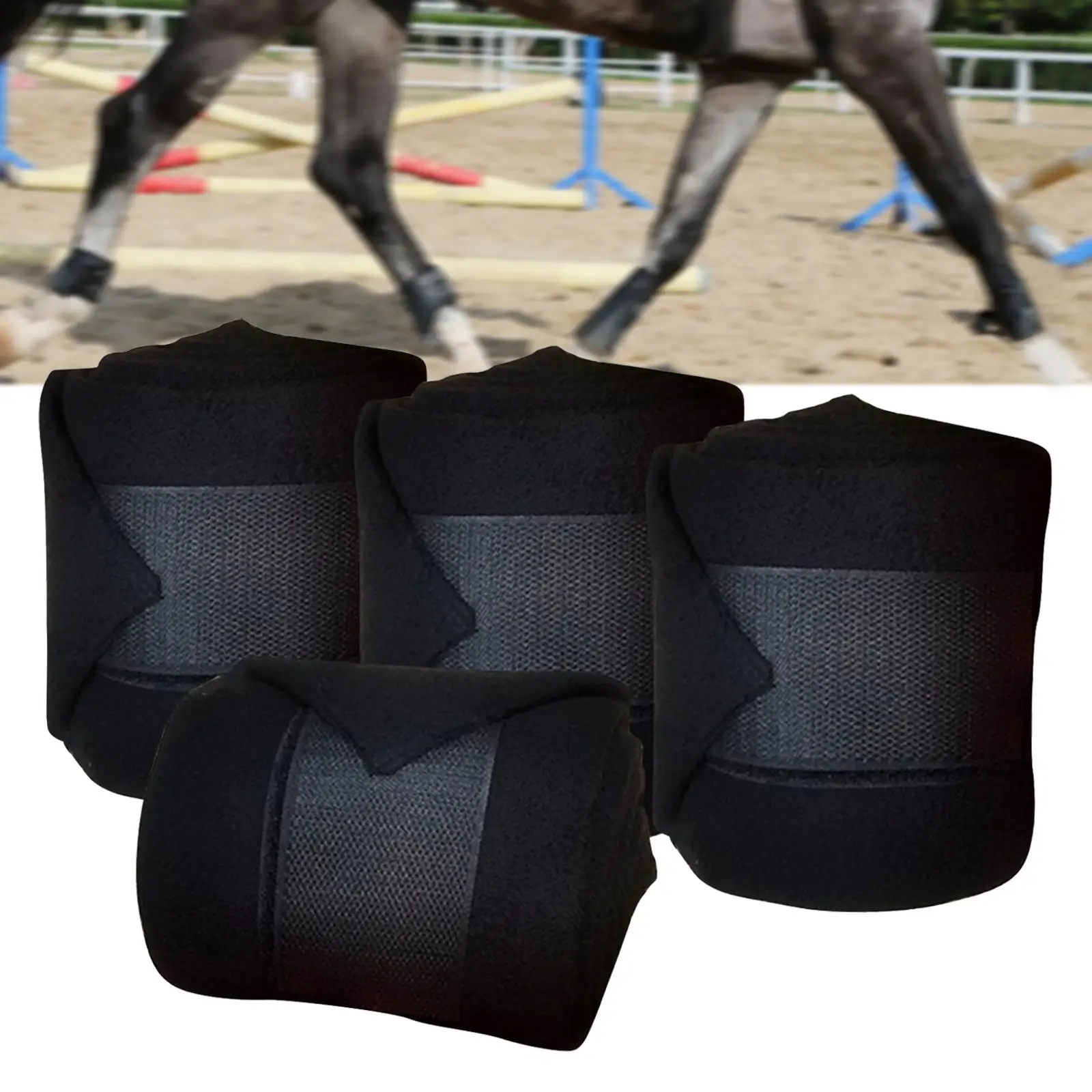 4x Horse Leg Wraps Leg Protection Belt Thicken Portable Warm Equestrian Accessories Outdoors Riding Training Leg Guards