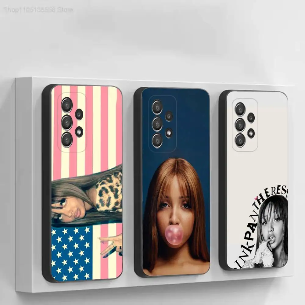 S-Singer P-PinkPantheress Fashion Black Soft Protective Case For Samsung S10,20,21,22,23,24,25,30 Ultra Plus FE Lite