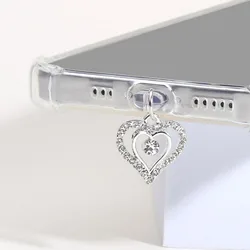 Water Diamond Love Beautiful Phone Dust plug Accessories Decoration Hanging Pendant For iPhone For Samsung Type-C Charging Port