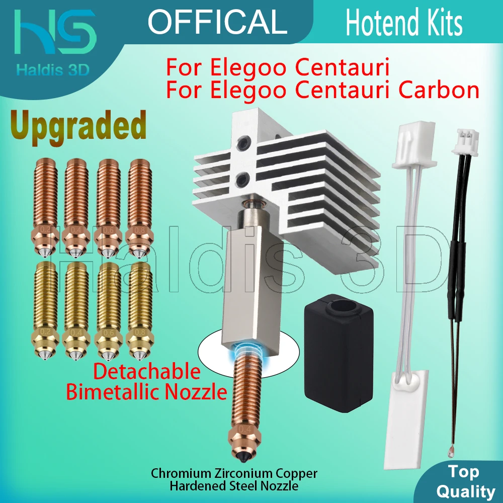 

Upgraded Hotend Kit For Elegoo Centauri Carbon Detachable Heating Block Throat Kit Chromium Zirconium Copper Nozzle Hot End Part