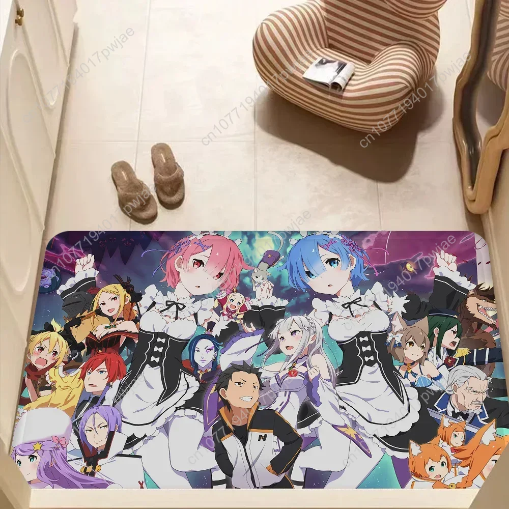 Re Zero Anime Raummatten Retro Multiple Choice Wohnzimmer Küchenteppich Rutschfester Willkommensteppich