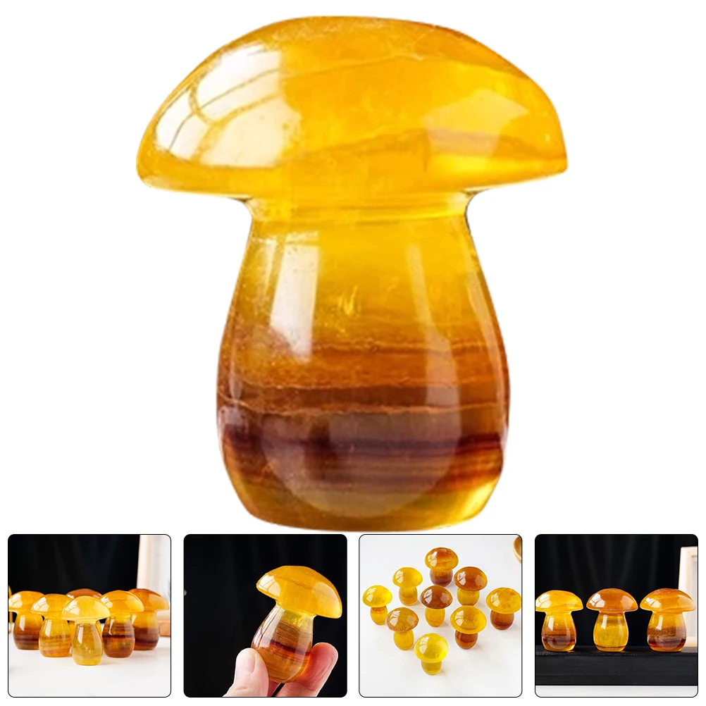 

Fluorite Mushroom Statue Crystal Stone Adornment Desktop Mushroom Decor Handicrafts Garden Adornments Landscaping Stone Decor