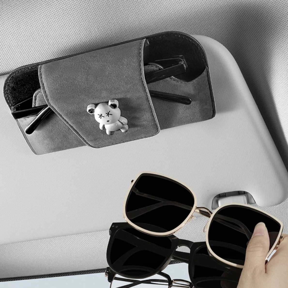 Sun Sun Visor Glasses Holder Premium Leather Wear-Resistant Sunglasses Protective Box Auto Eyeglasses Storage Case - Aliexpress Deal