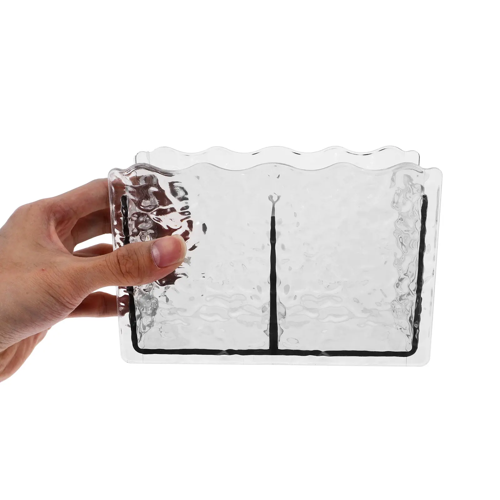 Plastic Pencil Holder Clear Desk Pen Organizer Double-Grid Small Desktop Pen Cup Multifunctional Stationery Organizer Makeup