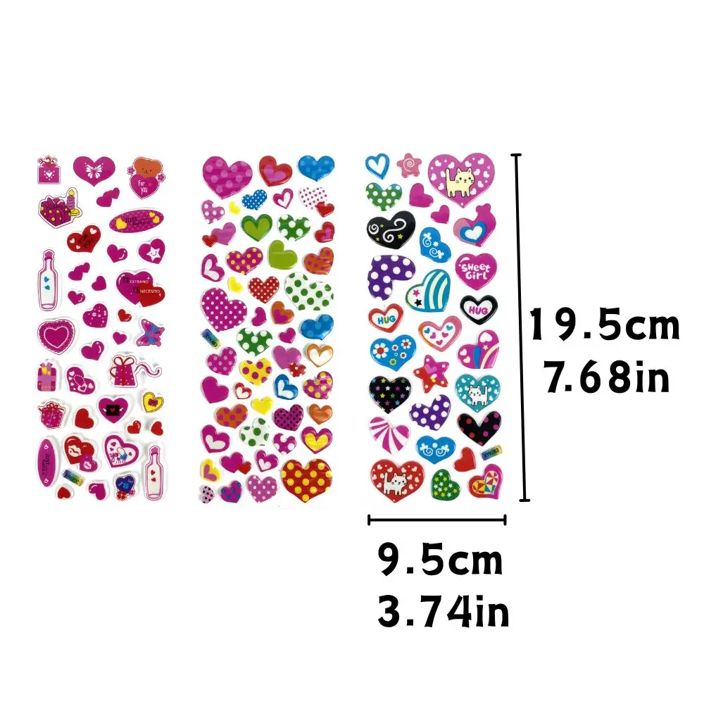 6/12/24pcs 3D Love Bubble Stickers Cartoon DIY Scrapbook Photo Album Decoration Creative Gifts Cute Stationery School Awards YMY