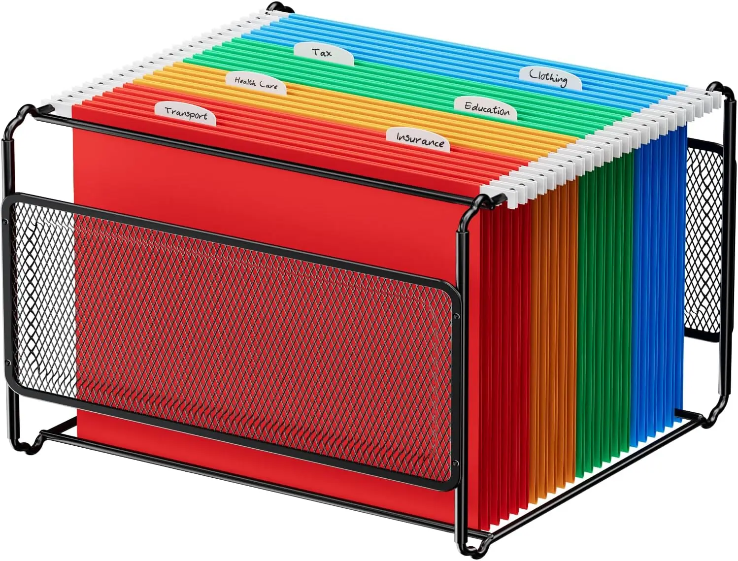 

Hanging File Organizer Box, Letter Size Metal Mesh File Storage with Smooth Rails for Desk, Office, Home, Black