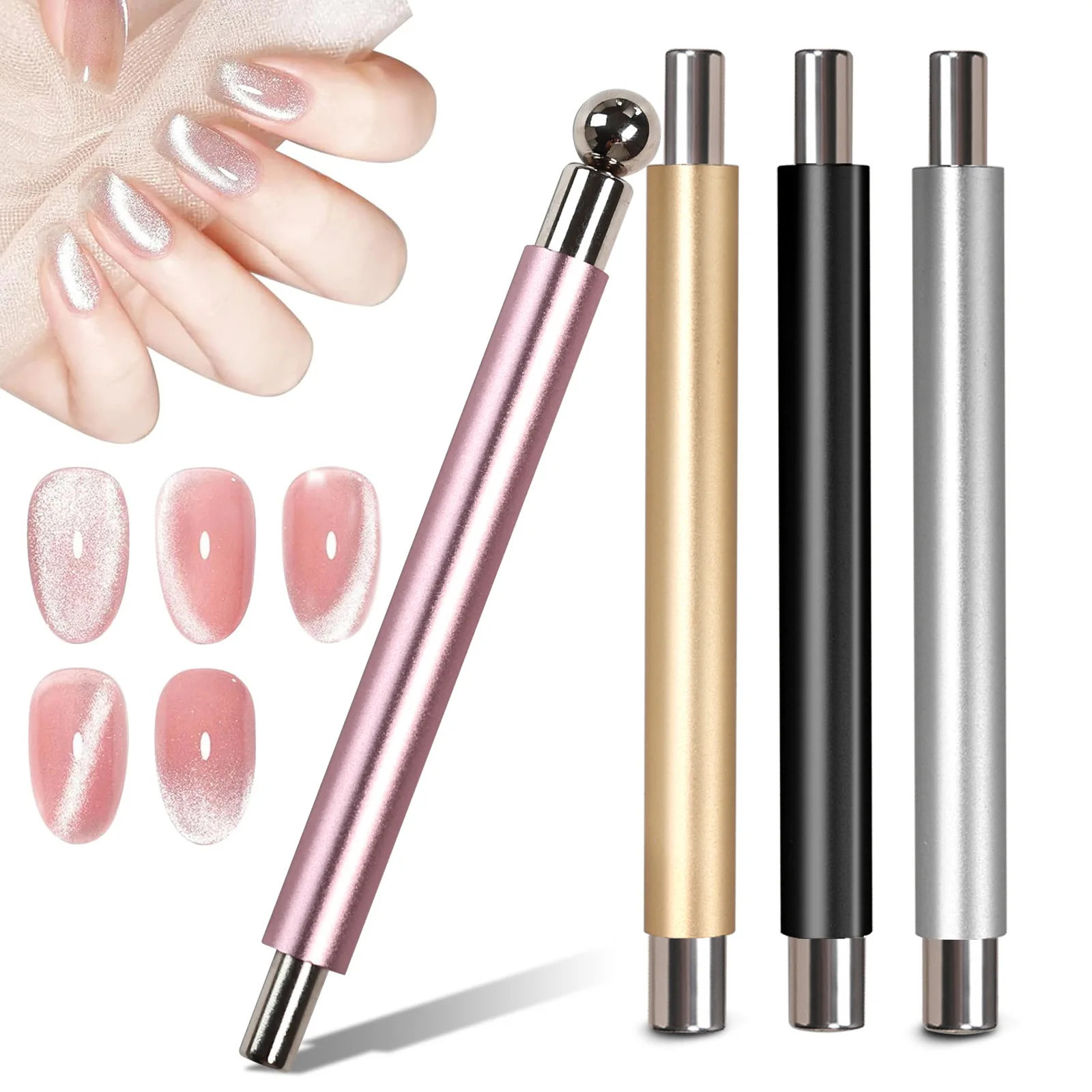 

Strong Magnetic Double Head Nail Magnetic Stick Pens Long Handle Cat Eye Gel Polish Magnet with Steel Ball DIY Nail Art Tool Kit