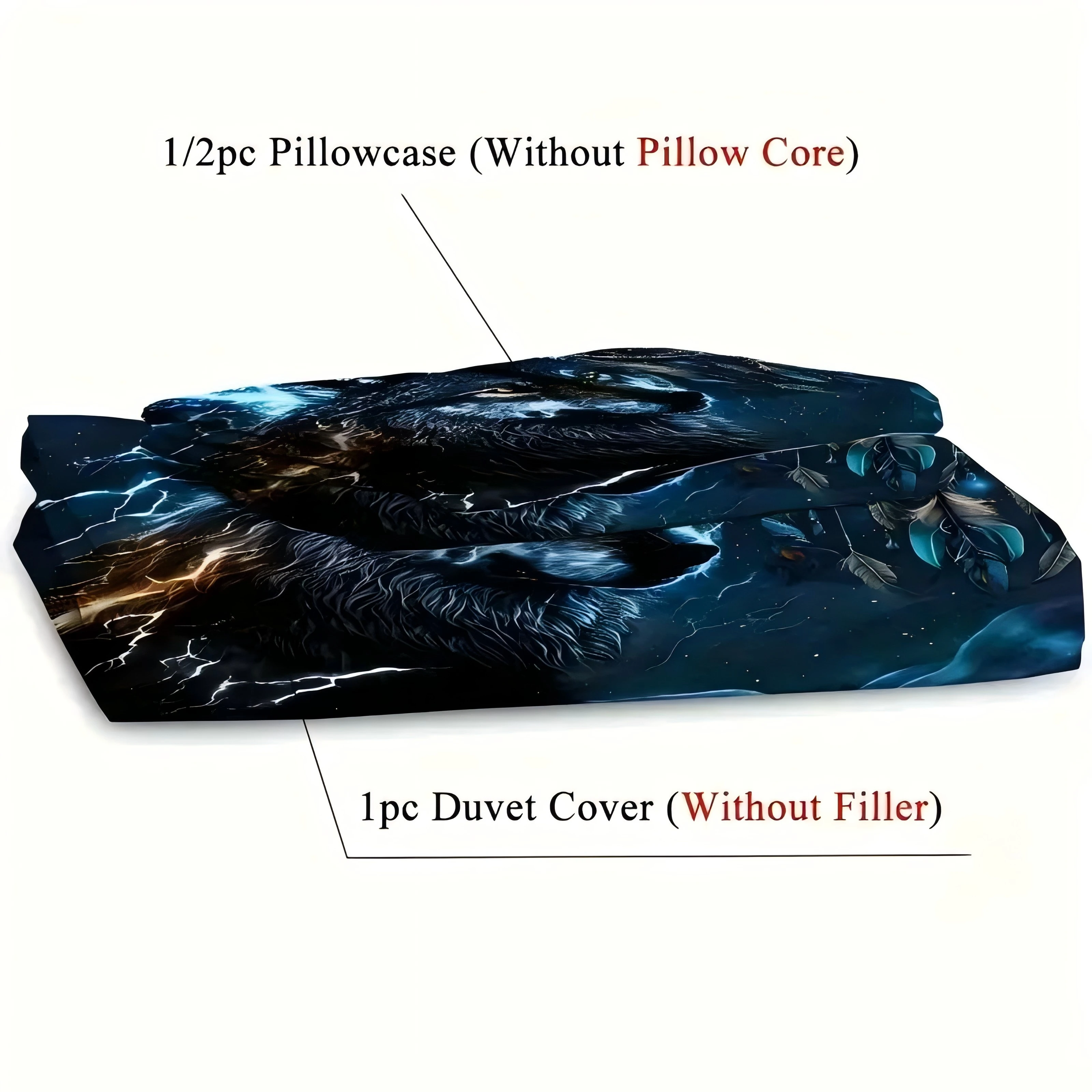 Wolf Dreamcatcher 3D Printed Cartoon Anime Wolf Duvet Comforter Polyester Soft Comfortable Dormitory  Bedroom Bedding Sheets Set