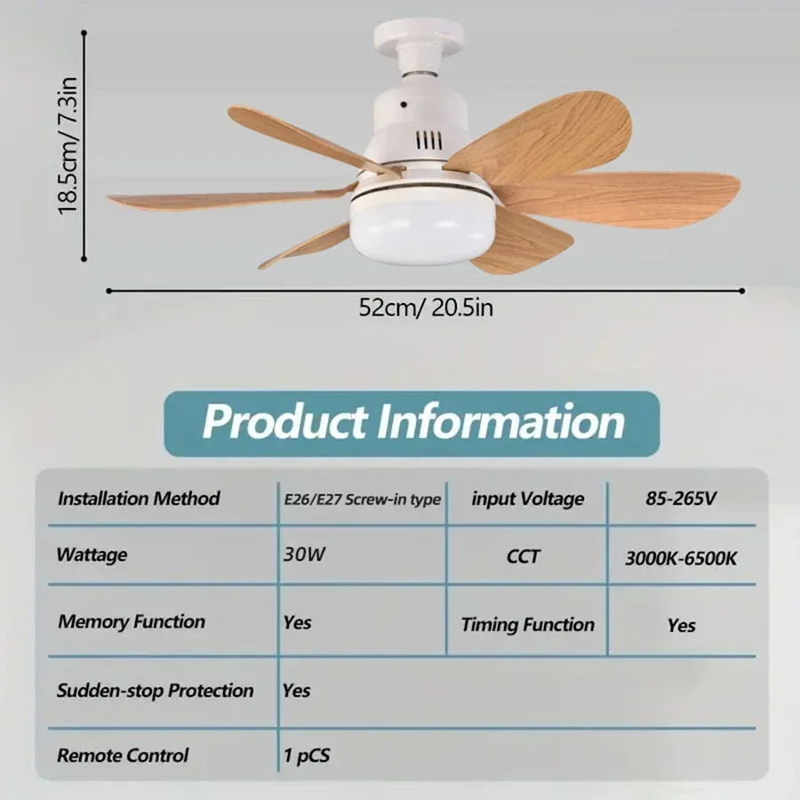Ceiling Fan Light With Remote 48W LED Colorful Flower Blades 3 Brightness Options Quiet Motor For Bedroom Living Room