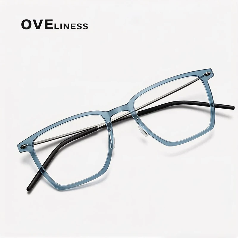 

Винтажная оправа для очков из ацетата и титана, мужская квадратная оправа для очков, женская оправа для очков, новинка 2026 года, дизайнерские ультралегкие очки