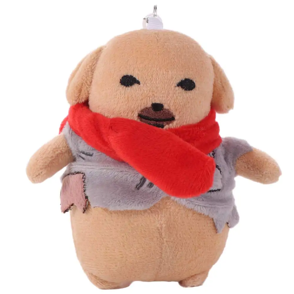 Creative Stuffed Animal Dipping Sauce Dog Poor Tired Funny Pendants Dog Kawaii 12cm Puppy Keychain Backpack