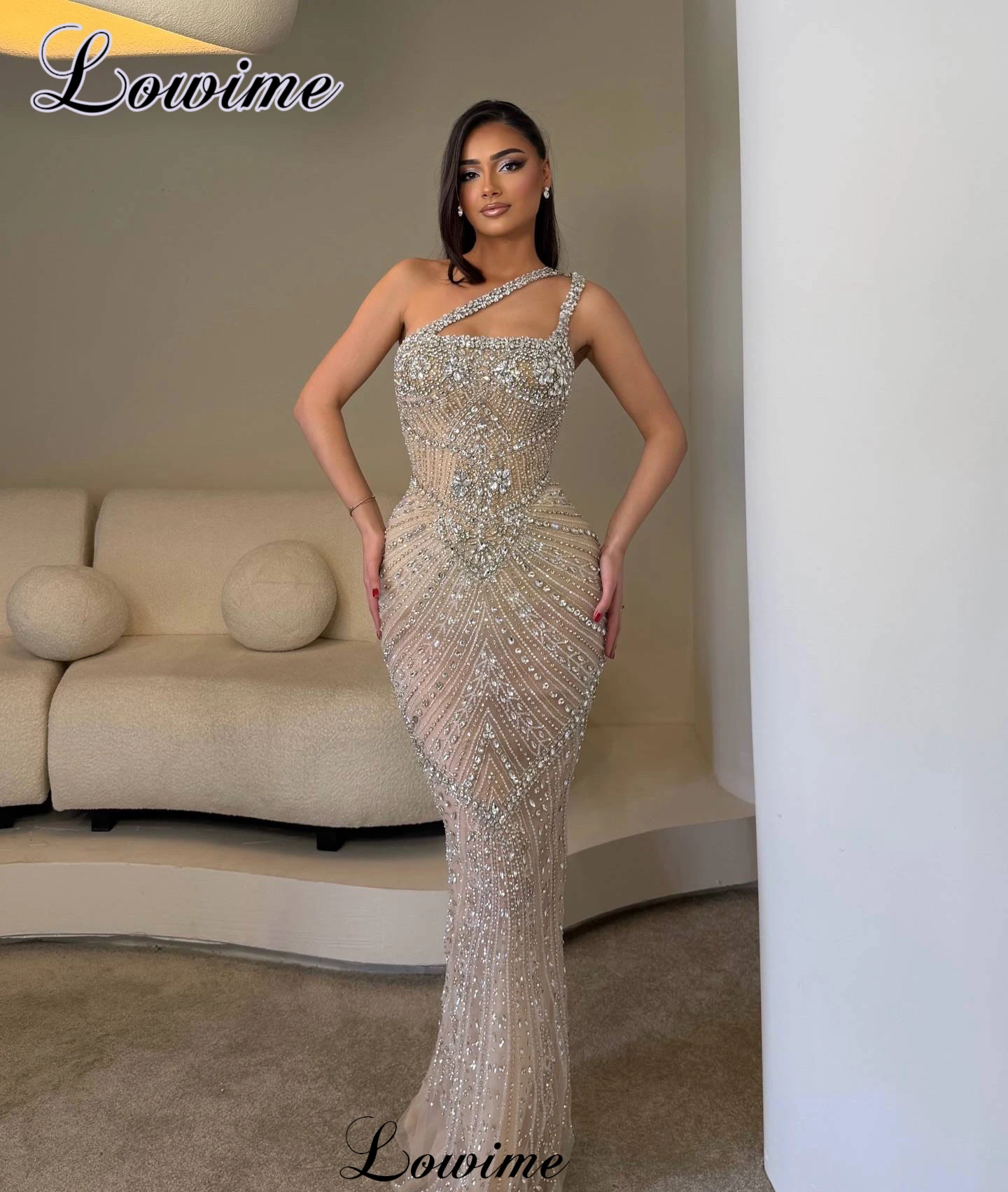 2026 Neue Elegante Cocktailkleider mit Kristallen, One-Shoulder-Abschlussballkleider, Abendkleider, Vestidos De Cóctel, Maßanfertigung